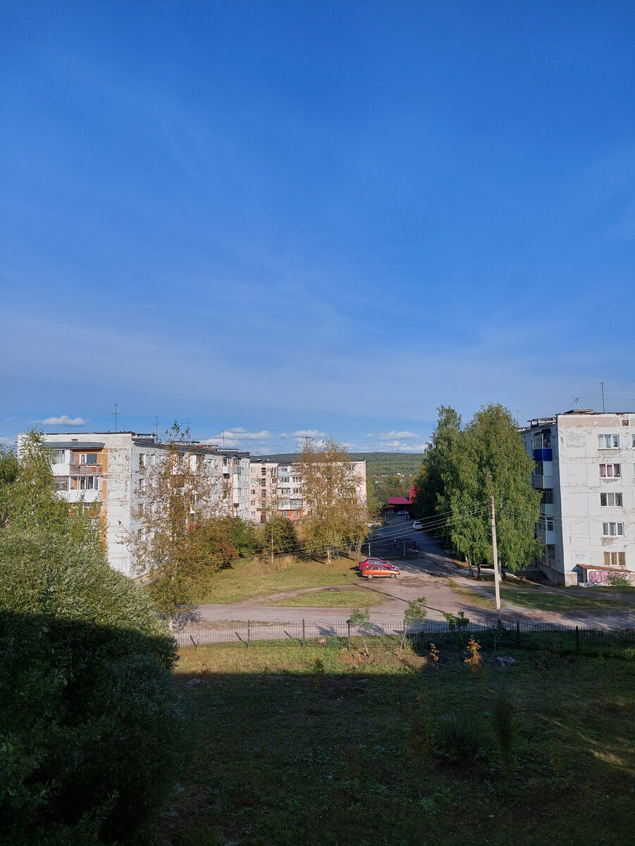 Вот такой солнечный тёплый денёк. Фото из окна кабинета.