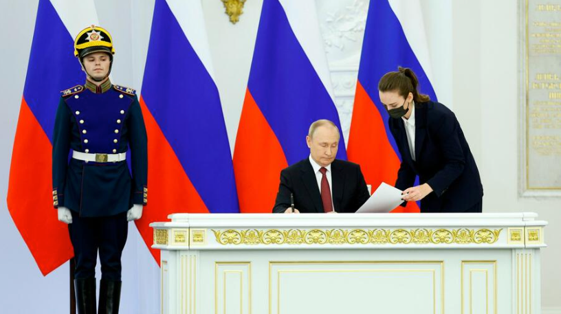 Президент России Владимир Путин: в прошлую пятницу Путин праздновал аннексию оккупированных украинских территорий в нарушение международного права.