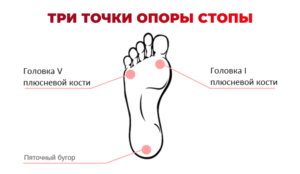 Три точки опоры стопы;