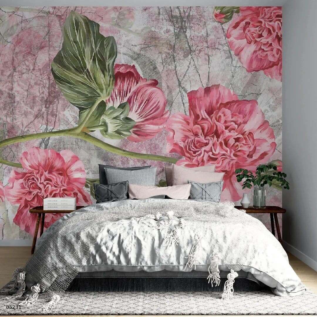 Красный цвет - не всегда про агрессивность. Нежный вариант оформления стены от VEROL