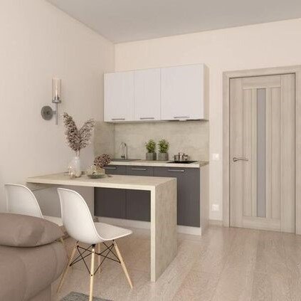 Очень маленькая кухня для студии. Вариант планировки