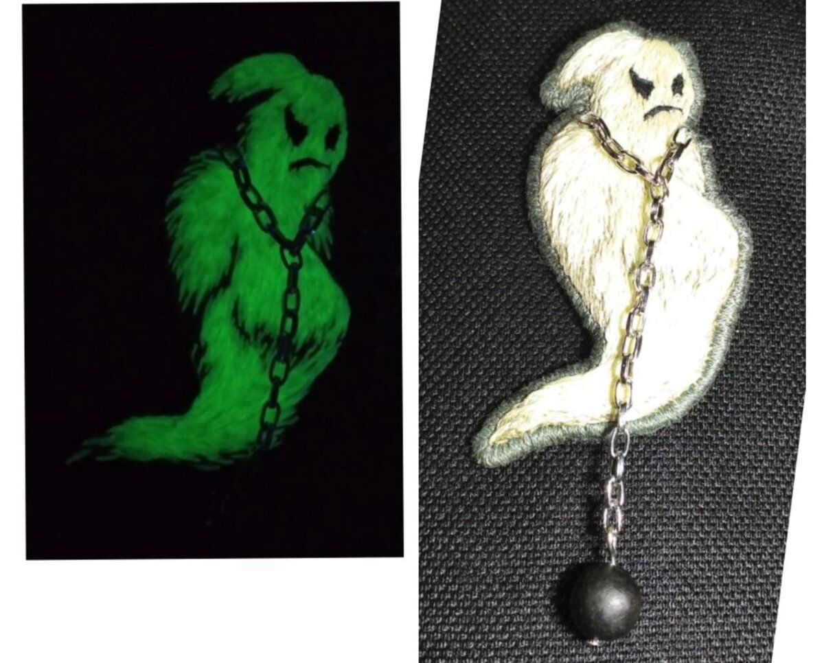 Флюорисцентная вискоза, задник экокожа, брошь