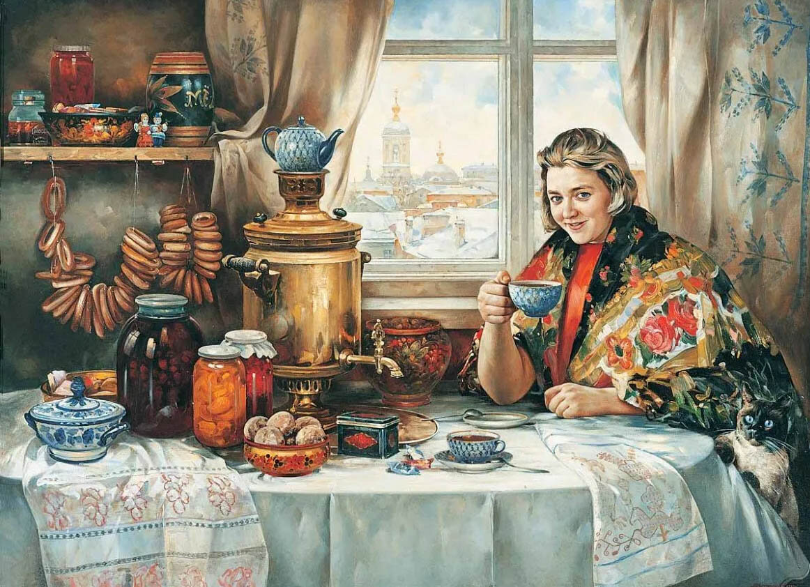Картина "Чаепитие". Художник Василий Нестеренко.