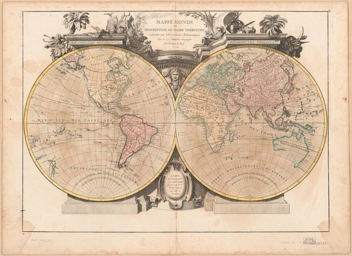 Карта 1774 года. Париж. Хранится в Библиотеке Конгресса с 1907 года. 