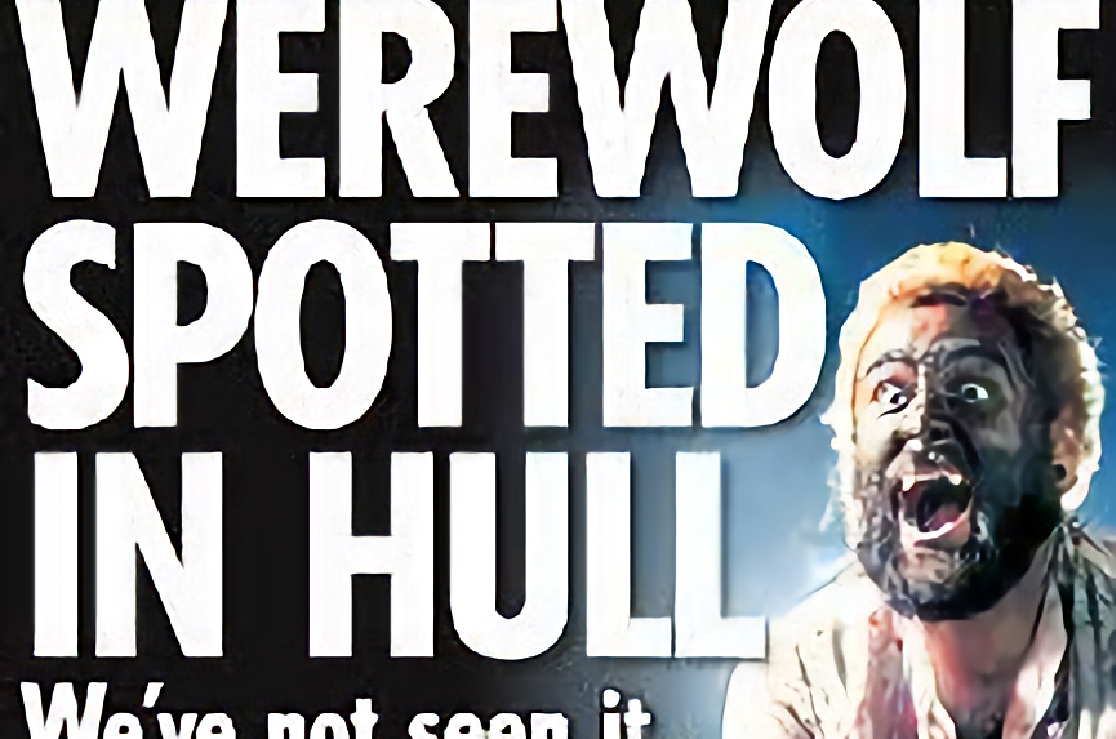 Первая полоса местной газеты Халла, рассказывающая об оборотне 