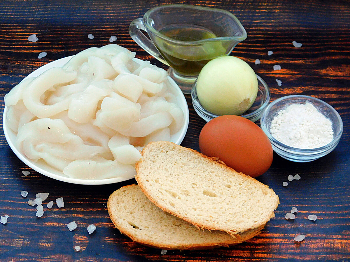 Ингредиенты для приготовления котлет из кальмара