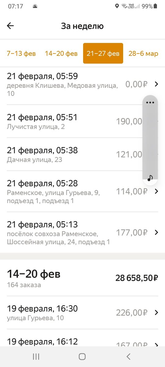 21.02.2022г. в 05.13 первый заказ. Девушка едет на работу.