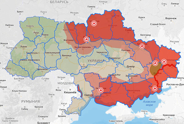 Интерактивная карта военной спецоперации России на Украине (на 03.04.22)