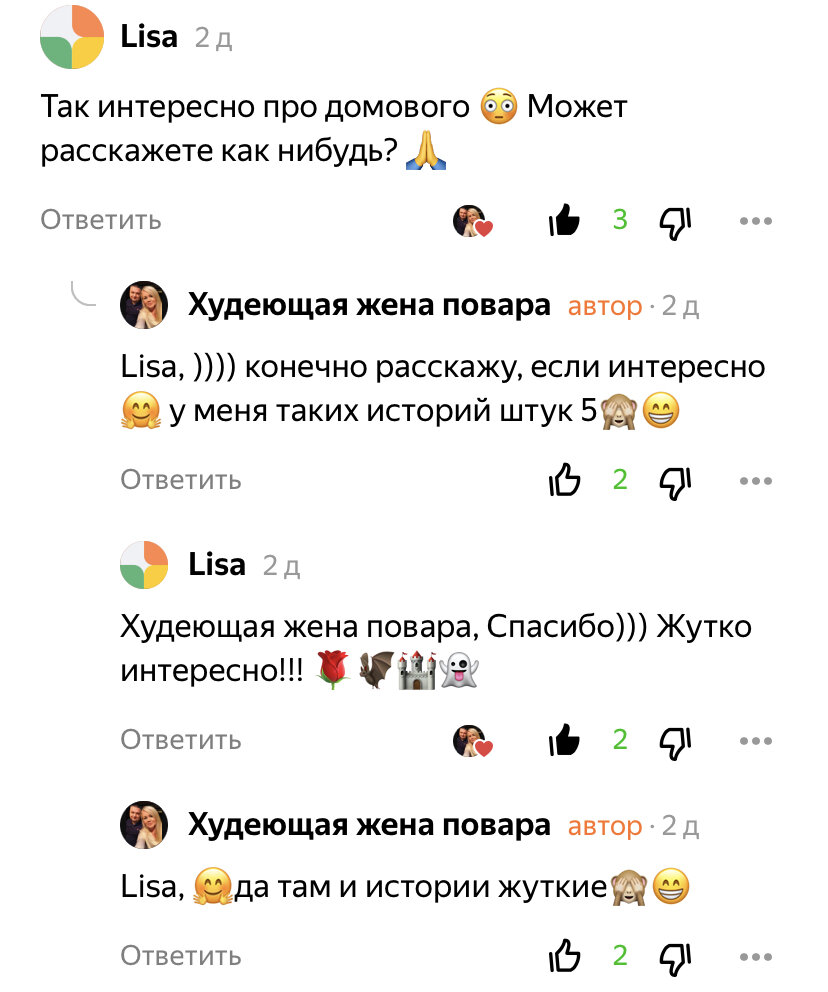 Скриншот переписки под моим постом