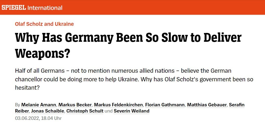 Der Spiegel о сокращении военной помощи Германии Украине