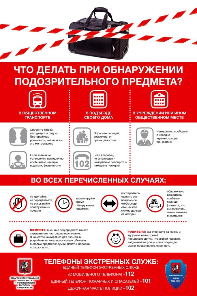 О порядке действий в случае угрозы совершения террористического Акта,   а также при обнаружении подозрительного предмета, похожего на взрывное устройство, в том числе времён Великой Отечественной Войны.