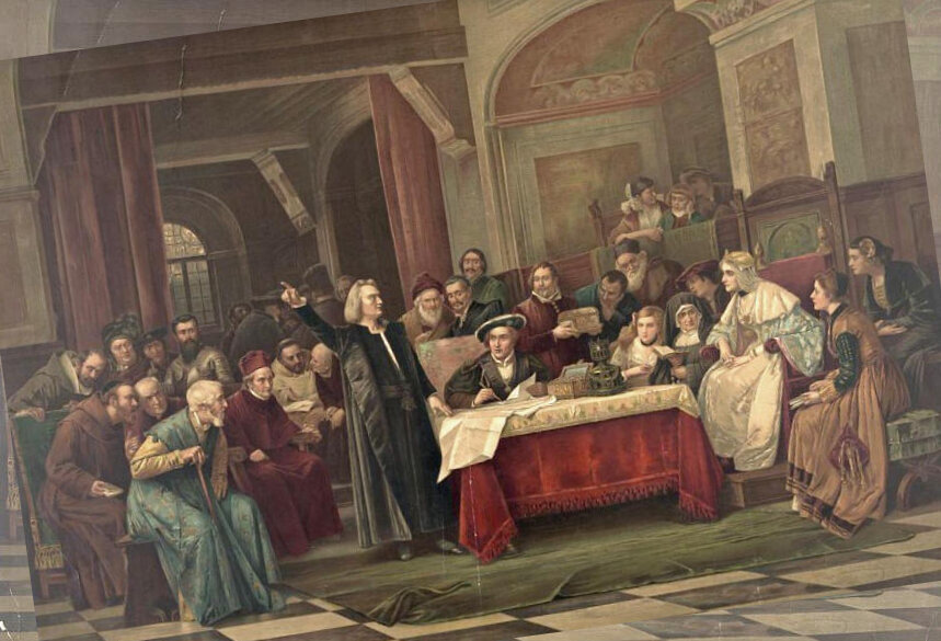 Р. Балака. Колумб перед испанской королевской четой. 1874 г.