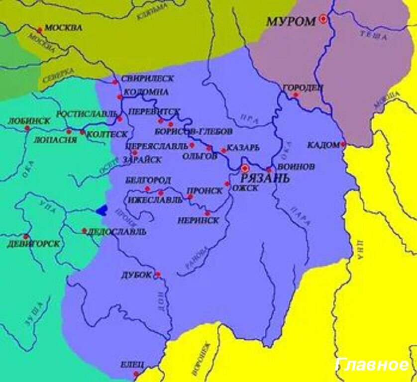 Карта 16 века рязанской области