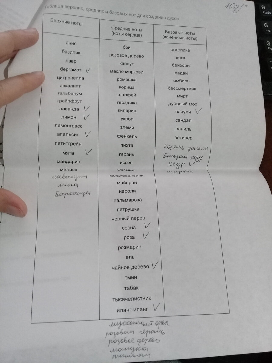 Деление эфирных масел по нотам