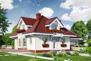 Проект дома 186 м2 из керамаблоков с одноместным гаражом, балконом и жилой мансардой - DTL100024