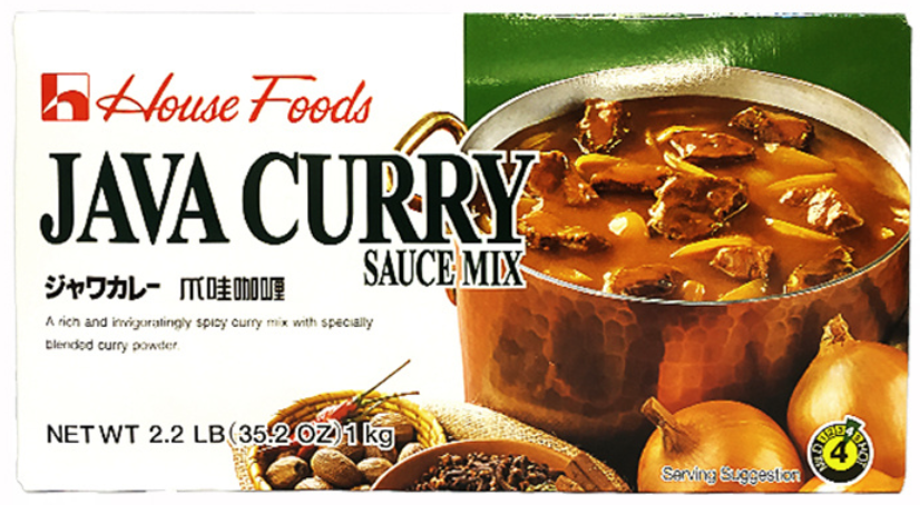 Соус Ява карри - обычно продаётся упаковкой на 1 кг, в которой находится 2 пластины твердого соуса, при этом каждая пластина поделена на кубики (как обычно делят шоколадную плитку).