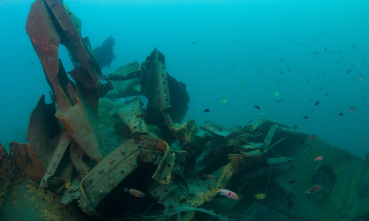 Кораблекрушение на войне. Золото на дне океана. Japanese ship Wreck point. Santa Lucia ship Wreck WWII.