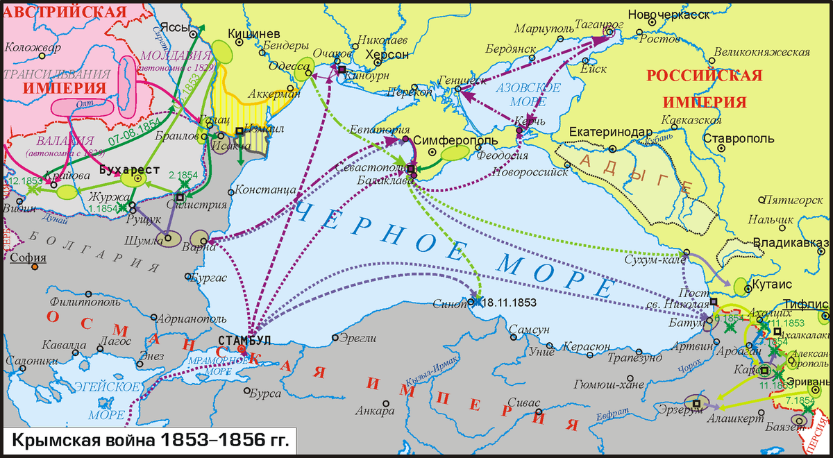 Крымское сражение 1853-1856 карта.