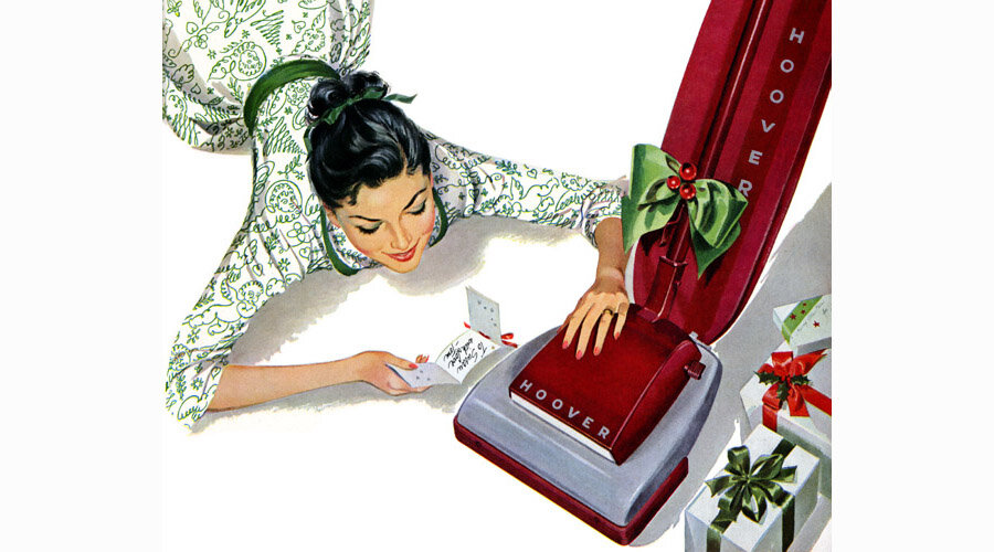 Реальная американская реклама 50-х годов прошлого века. "Рождественским утром она будет счастливее с Hoover".