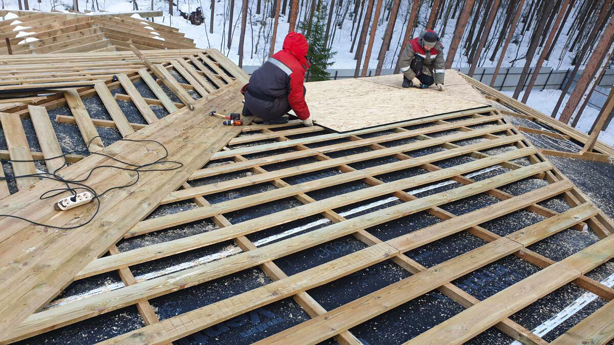 Монолит-Хаус. Устройство сплошного настила плит OSB