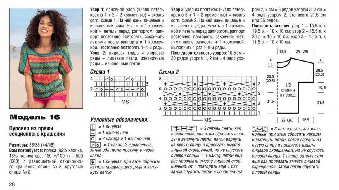 Летний свитер спицами для женщин схемы и описание