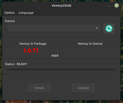 Внешний вид программы Ventoy.