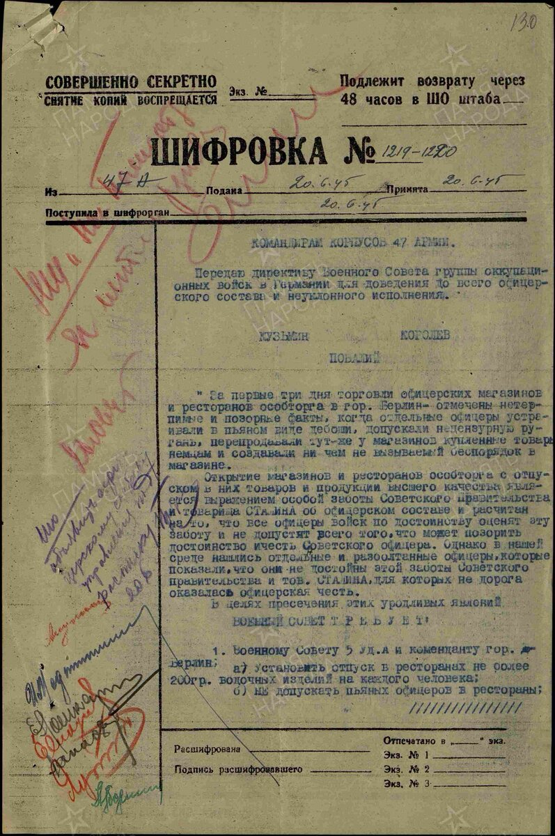 Чем кормили генералов.