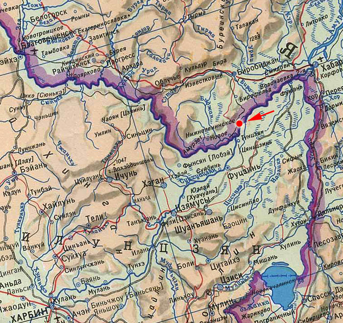 Благовещенск на границе с китаем карта