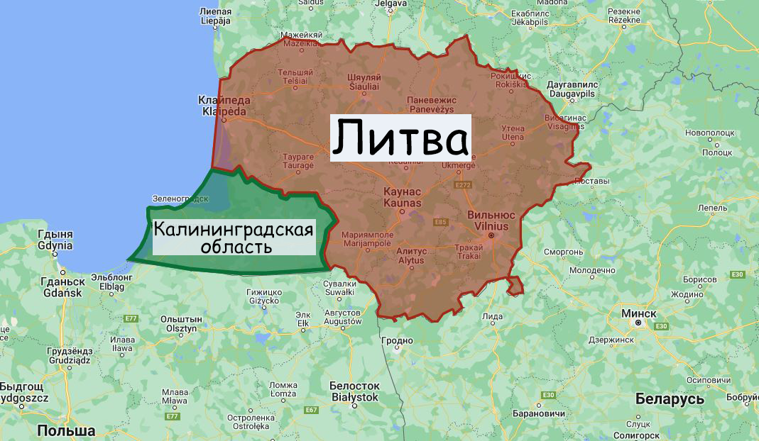 Карта калининграда польши и литвы