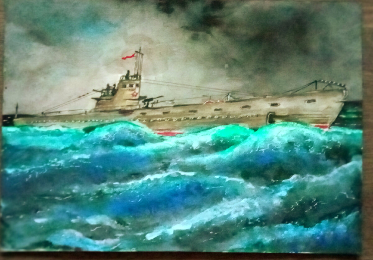 Акварель./ Когда усталая подлодка,из глубины идёт домой...🌊☀️⚓