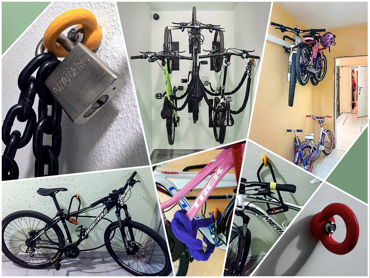 Противоугонные крепежи для безопасного хранения велосипеда в общем коридоре 