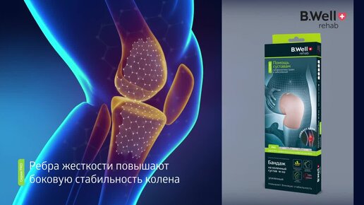 Усиленный бандаж на колено B.Well rehab W-332. Профилактика травм и заболеваний коленного сустава