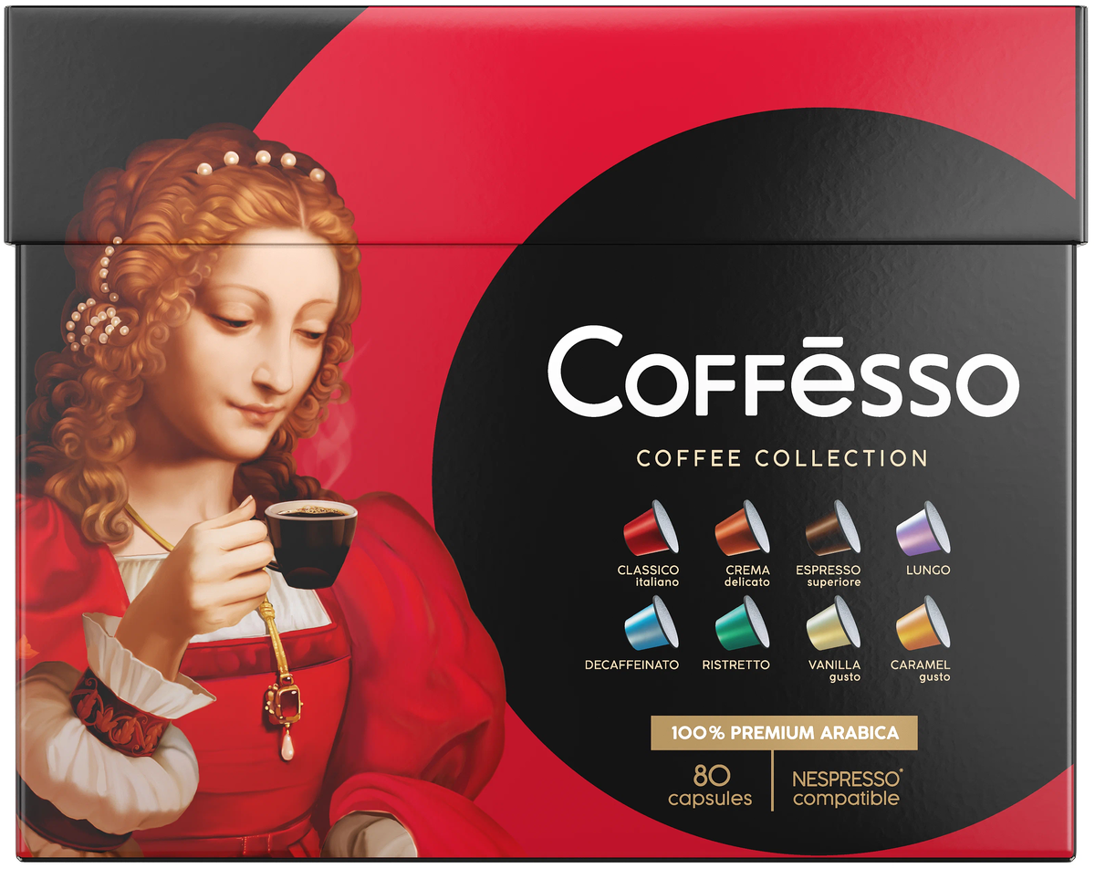 Кофе в капсулах Coffesso Ассорти 8 вкусов, 80 кап. в уп.
https://market.yandex.ru/product--kofe-v-kapsulakh-coffesso-assorti-8-vkusov/1756254624?cpc=LeCNHXT1t4hvkOaIrxe7LS-Burn3UtQVqk58WrJwUWnBtPR4WfcA4Db6jHL24T_nVK06B8PhB-QddedmfdQkpkPji4E8B93eWYfMiiZ7qccXpyfHg9W5gIo3zcsj9pFLDOxdWGGx3ZvMg27vxqXTimBFJscO0alX0gJz8S7Z851d5V0sSYwUbA%2C%2C&from-show-uid=16744236642475422233700002&sku=101796437047&do-waremd5=HYRGmWxc5rSMfAxEfOEm2g&sponsored=1&cpa=1