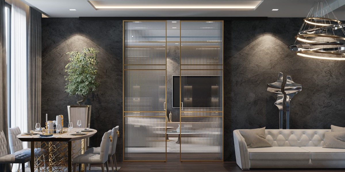 Межкомнатная перегородка Divisorio с рифленым стеклом.