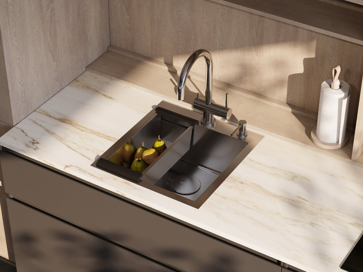 Современная и функциональная зона мойки.