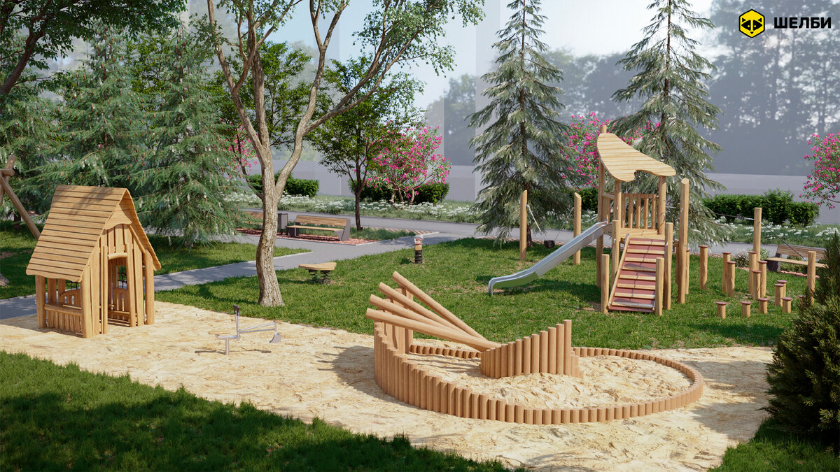 Дизайн детской площадки на даче (65 фото)