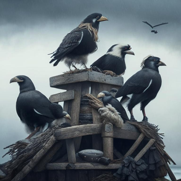 Логика понятна : черные вороны друзья скандинавского божка Одина. А у нас, коренных жителей России, есть замечательная песенка "Черный ворон, что ж ты вьешься над моею головой"....