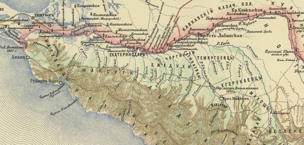 Карта черкесии 1830 года