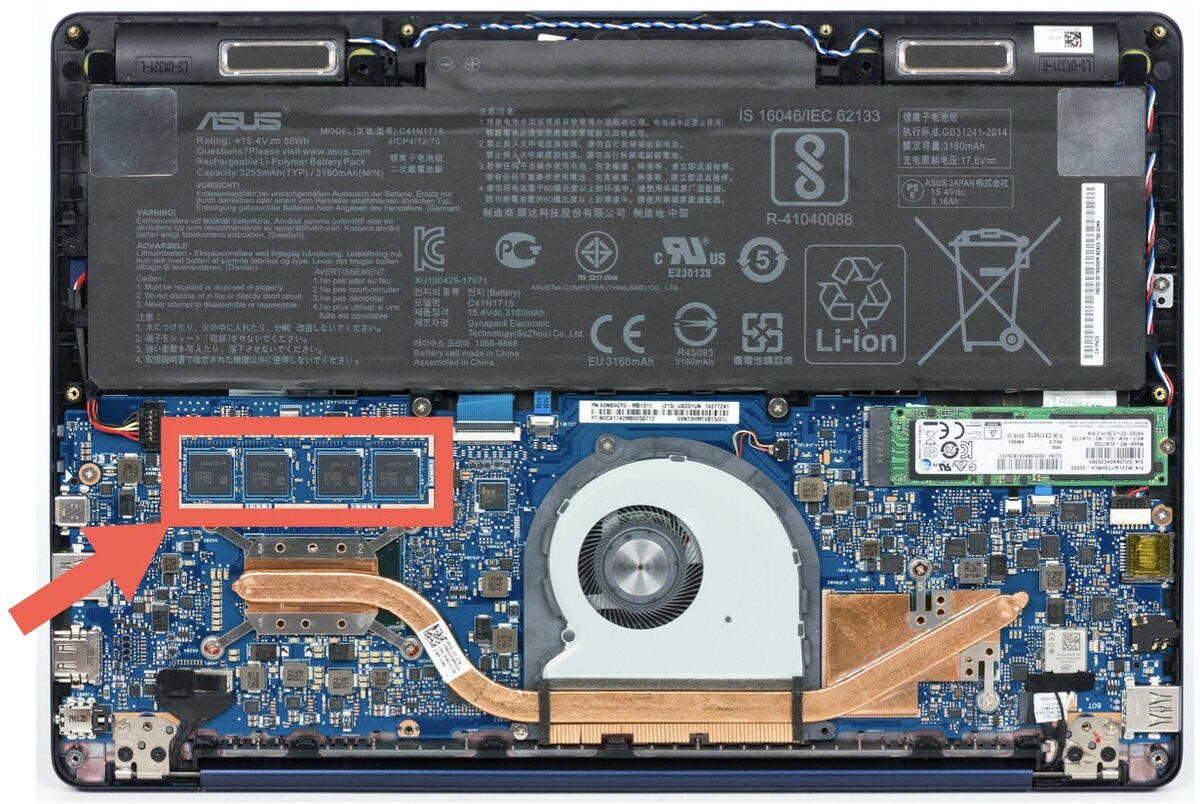 Оперативная память распаянная на материнской плате