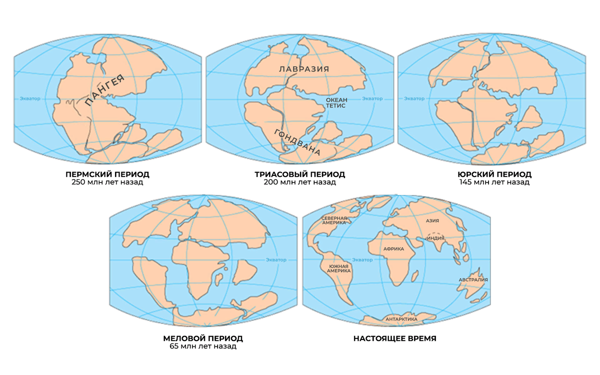 Карта земли в разные геологические эпохи