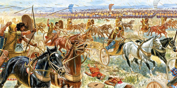 Битва при Мегиддо. Рисунок Джузеппе Равва (Италия)