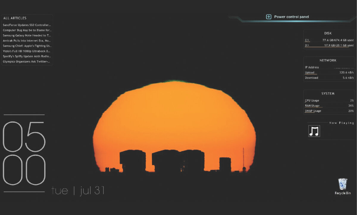 Пример рабочего стола Rainmeter