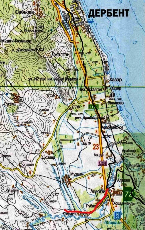 Карта с хазар дербентского района