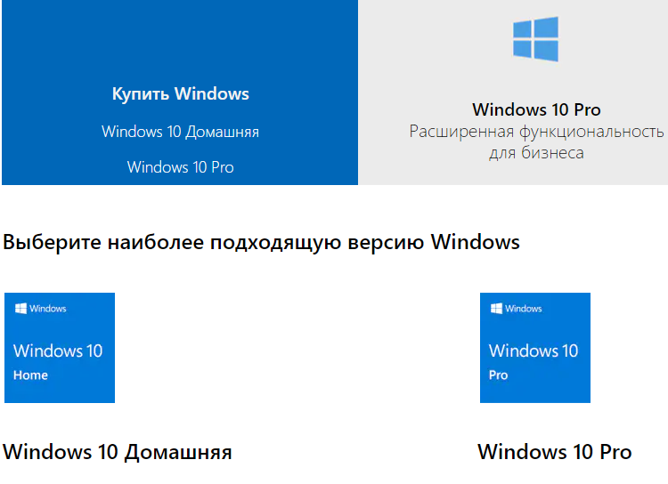 Windows Home (Домашняя) и Windows Professional (Профессиональная)