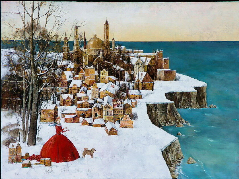 Андрей Адамчик. Город у моря, холст, масло