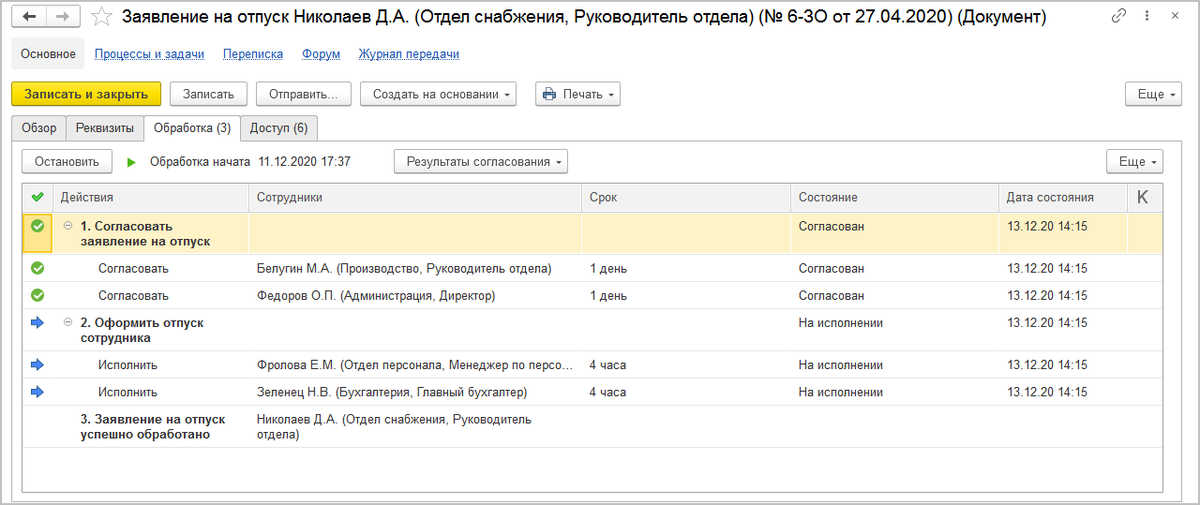 Процесс обработки документа, Документооборот 3