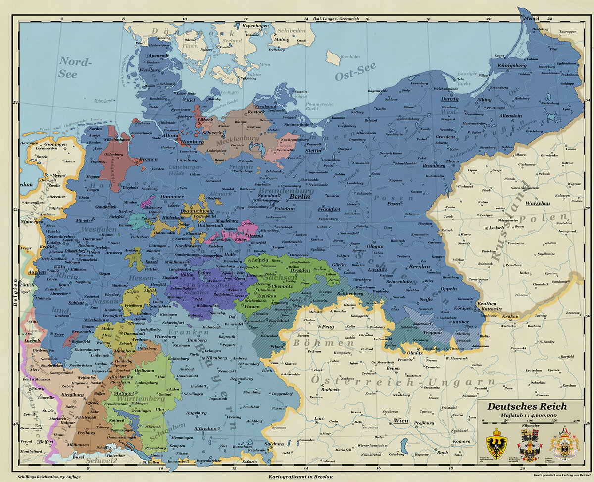 Карта германской империи 1914
