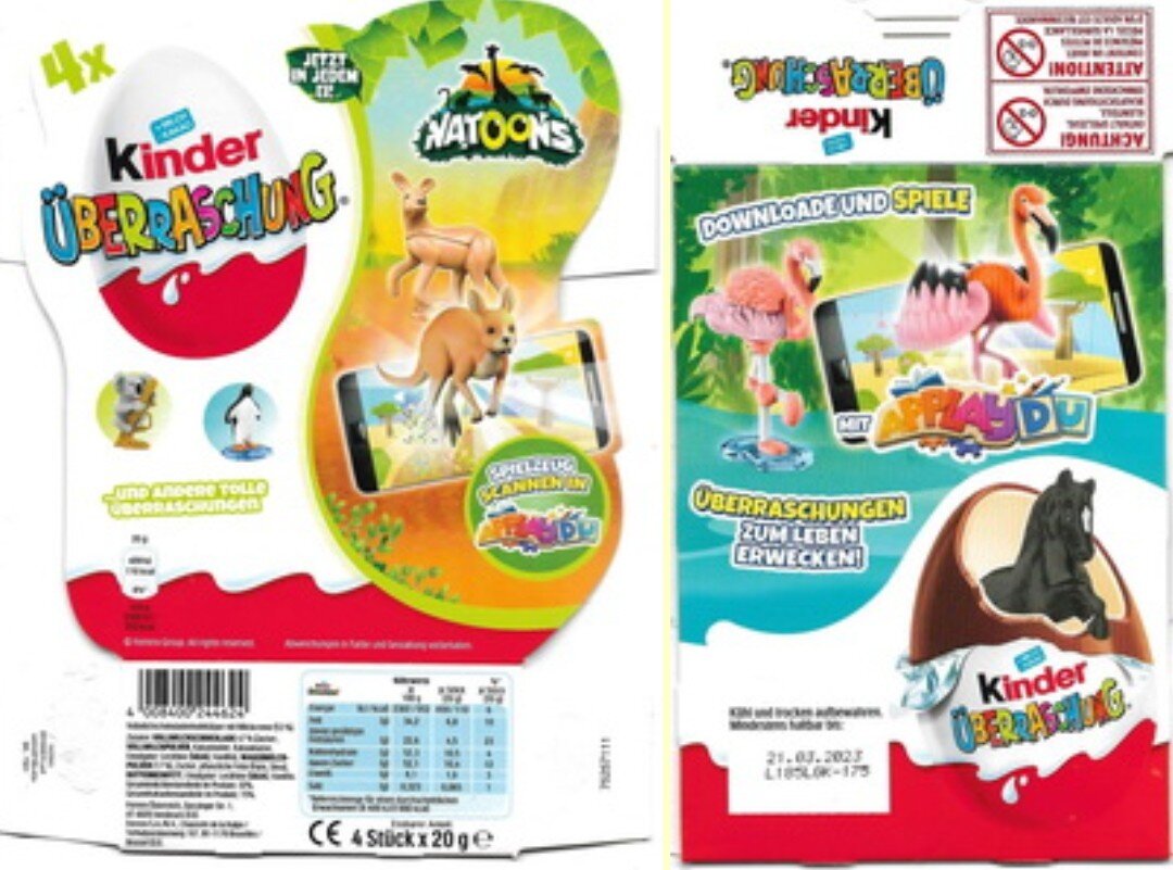 Коробка на 4 Kinder Überraschung для "Любимых животных" (Швейцария) 