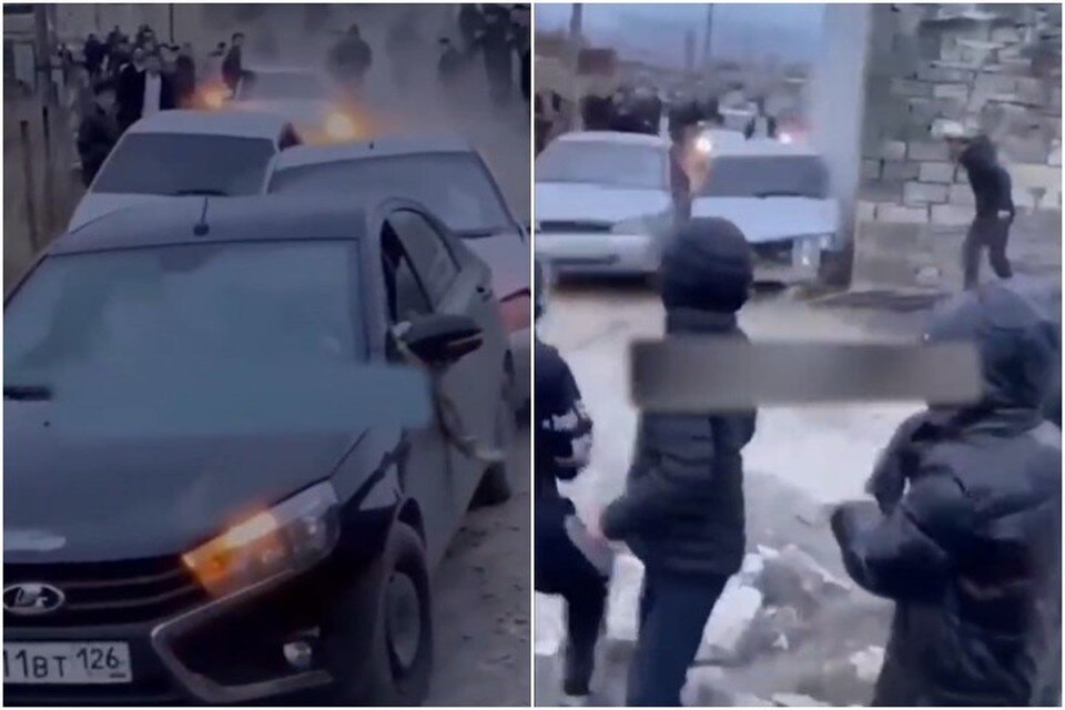     24-летний водитель из Дагестана протаранил три машины на свадьбе. Фото: скриншот видео