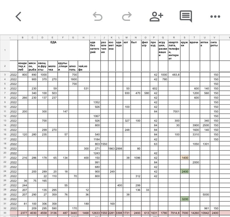 Моя таблица расходов. Фото автора